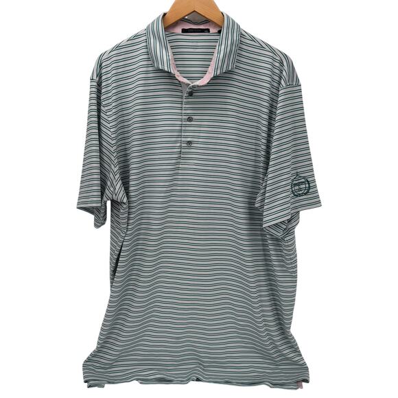 Greyson Polo Shirt Mens XXL Blue White Pink Stripe DALTON COUNTRY CLUB Logo - Picture 1 of 7